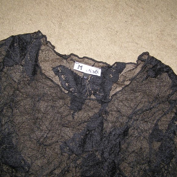 🖤🦋NEW size M 6-8 MK Solo Black Lace Butterfly stretch Top - Picture 6 of 12